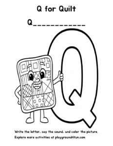 Coloring pages: Q for Quilt pdf
