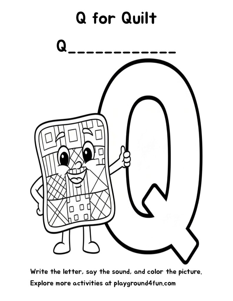 Q for Quilt Coloring Pages