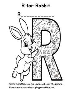 Coloring pages: R for Rabbit pdf