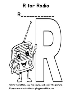 Coloring pages: R for Radio pdf