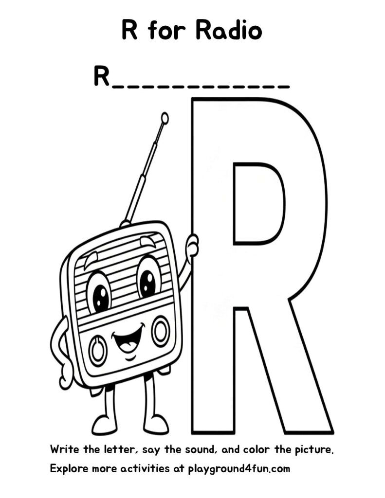 R for Radio Coloring Pages