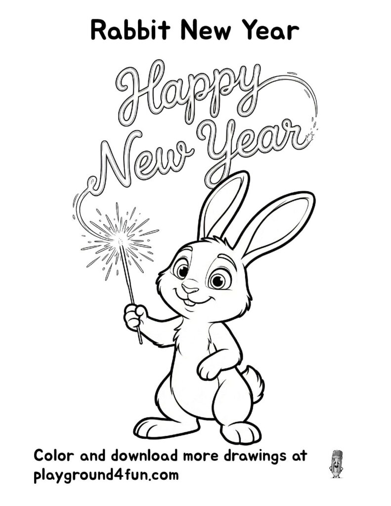 Rabbit New Year Coloring Pages