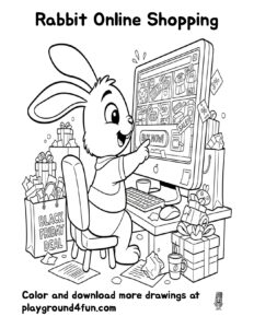 Coloring pages: Rabbit Online Shopping preview