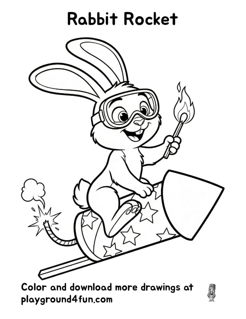 Rabbit Rocket Coloring Pages