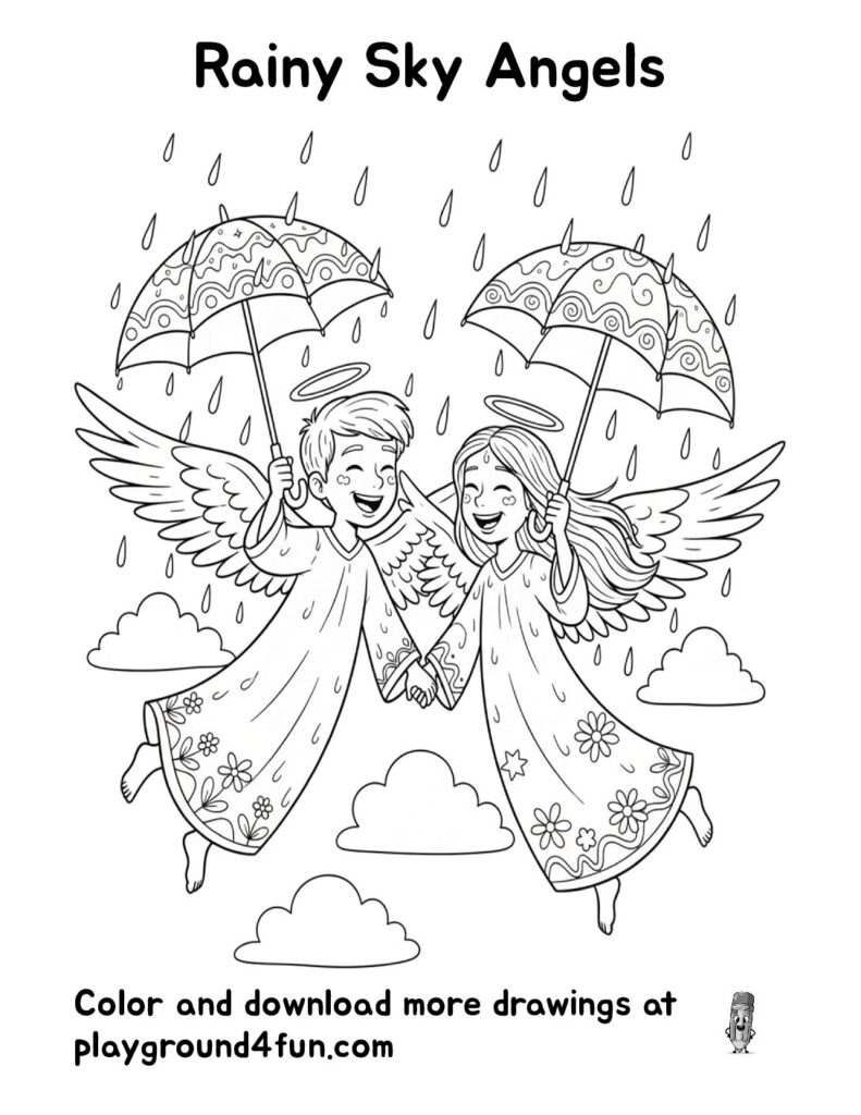 Rainy Sky Angels Coloring Pages