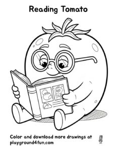 Coloring pages: Reading Tomato pdf