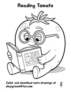 Coloring pages: Reading Tomato preview