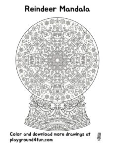 Coloring pages: Reindeer Mandala pdf