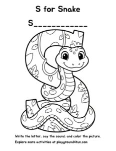 Coloring pages: S for Snake pdf