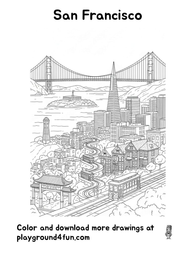San Francisco Landmarks Coloring Pages
