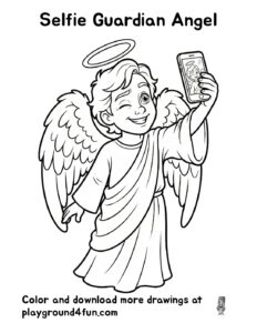 Coloring pages: Selfie Guardian Angel pdf