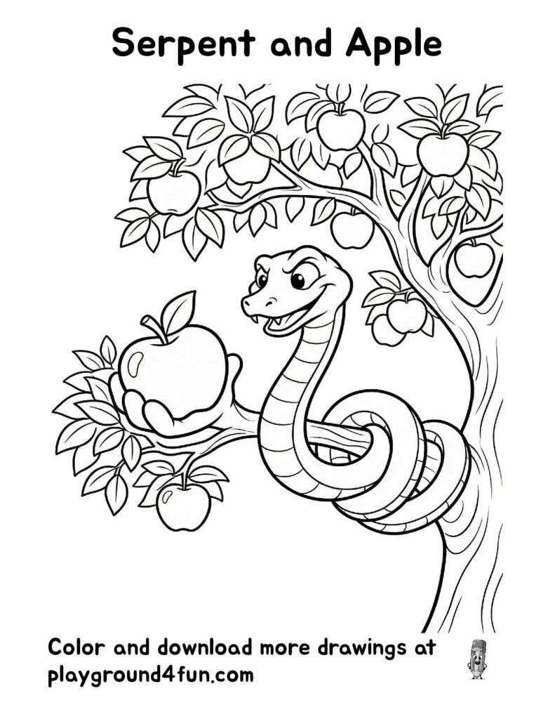 Serpent and Apple Coloring Pages