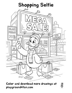 Coloring pages: Shopping Selfie pdf