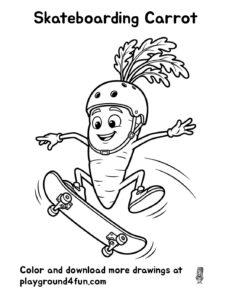 Coloring pages: Skateboarding Carrot pdf