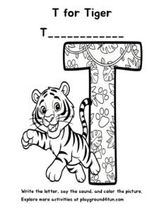 Coloring pages: T for Tiger pdf