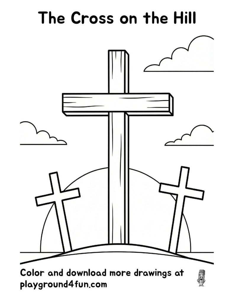 The Cross on the Hill Coloring Pages