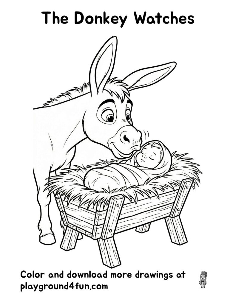 The Donkey Watches Coloring Pages