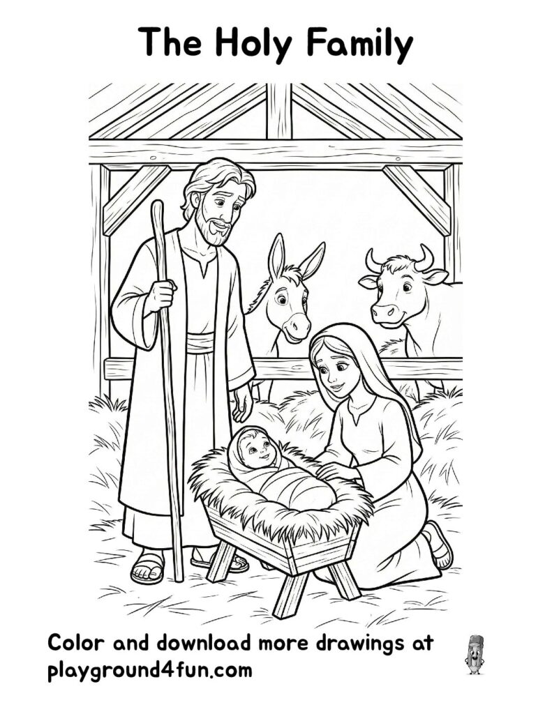 The Holy Family Coloring Pages