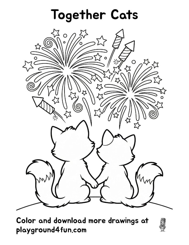 Together Cats Coloring Pages