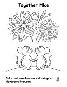Coloring pages: Together Mice preview