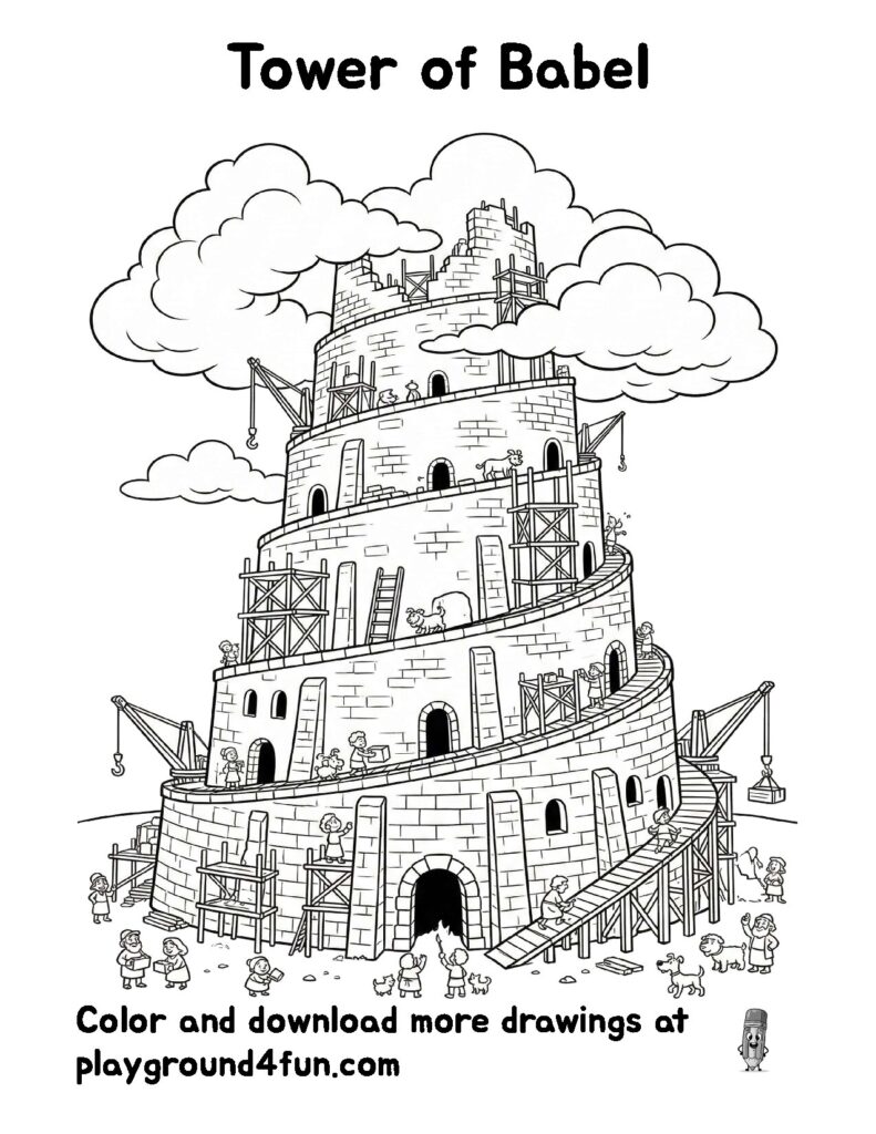 Coloring pages: Tower of Babel preview