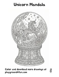 Coloring pages: Unicorn Mandala pdf