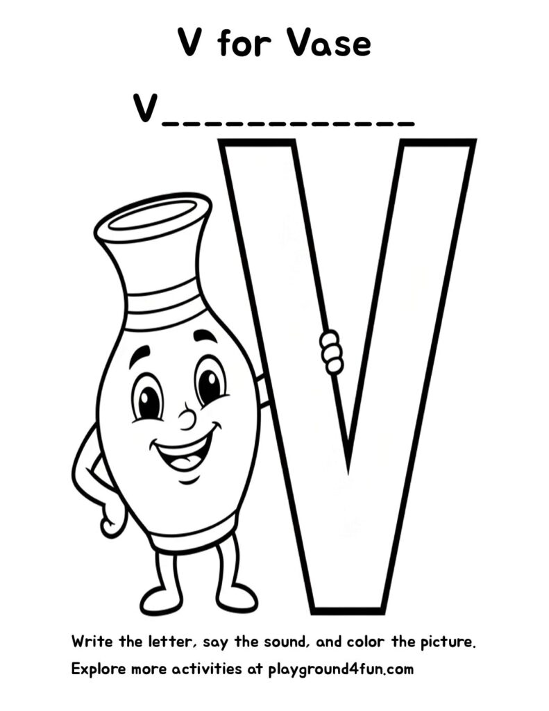 V for Vase Coloring Pages