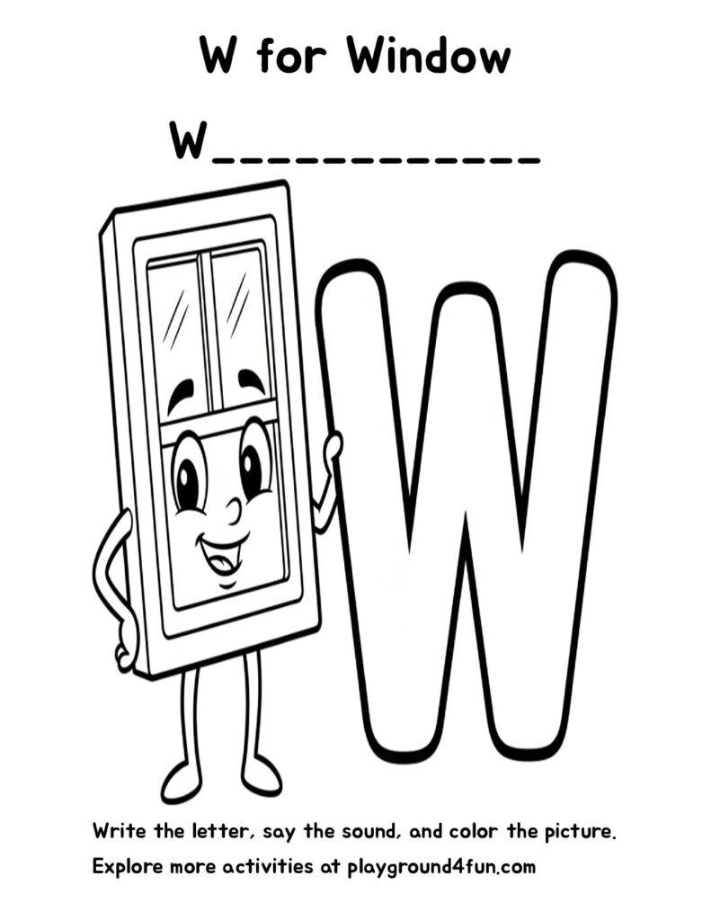 W for Window Coloring Pages