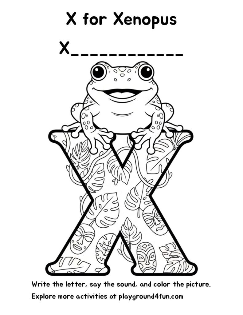 X for Xenopus Coloring Pages