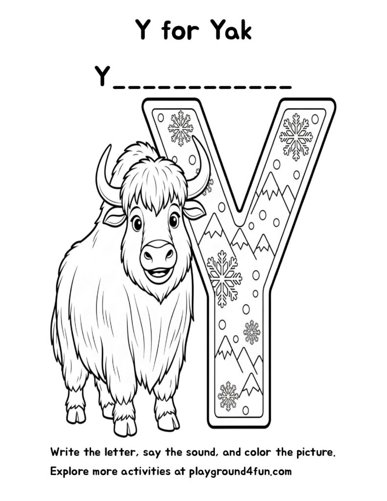 Y for Yak Coloring Pages