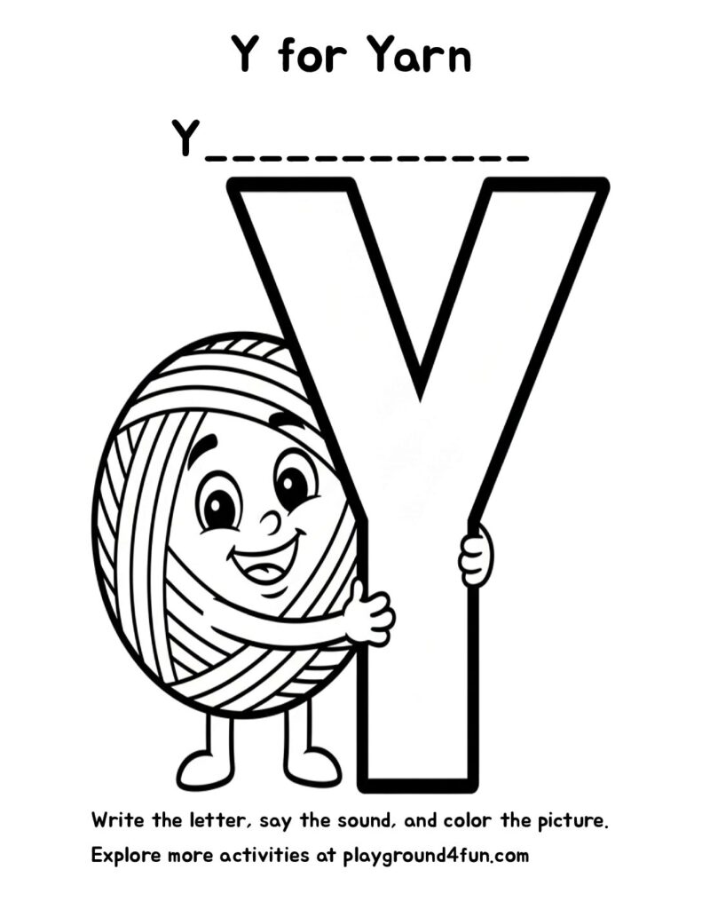 Y for Yarn Coloring Pages