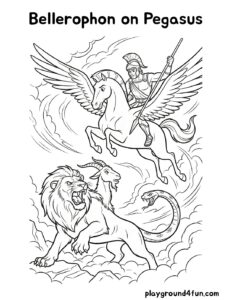 Coloring pages: Bellerophon on Pegasus pdf