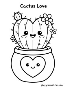 Coloring pages: Cactus Love pdf