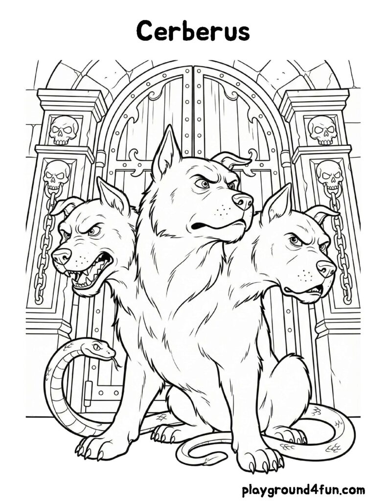 Greek Mythology Coloring Pages like Cerberus