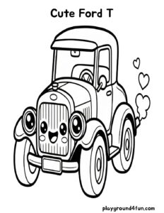 Coloring pages: Cute Ford T pdf