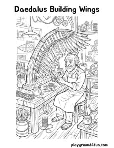 Coloring pages: Daedalus Building Wings pdf
