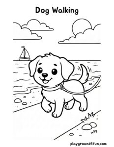 Coloring pages: Dog Walking pdf