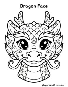 Coloring pages: Dragon Face pdf