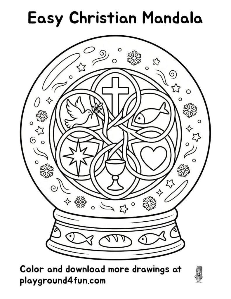 Easy Christian Mandala Coloring Pages