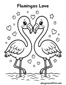 Coloring pages: Flamingos Love pdf