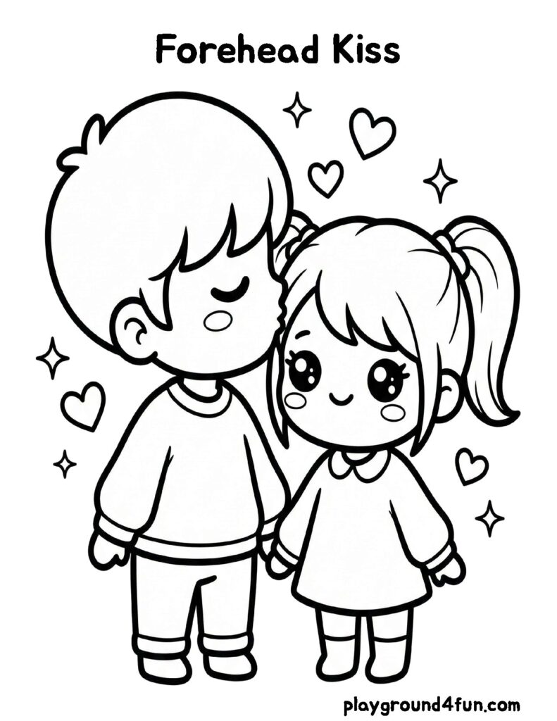 Valentine’s Day Coloring Pages like Forehead Kiss