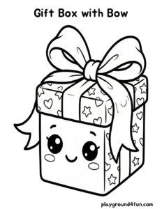 Coloring pages: Gift Box with Bow pdf