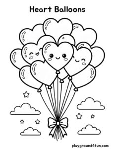Coloring pages: Heart Balloons pdf