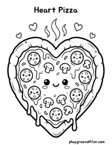 Coloring pages: Heart Pizza pdf