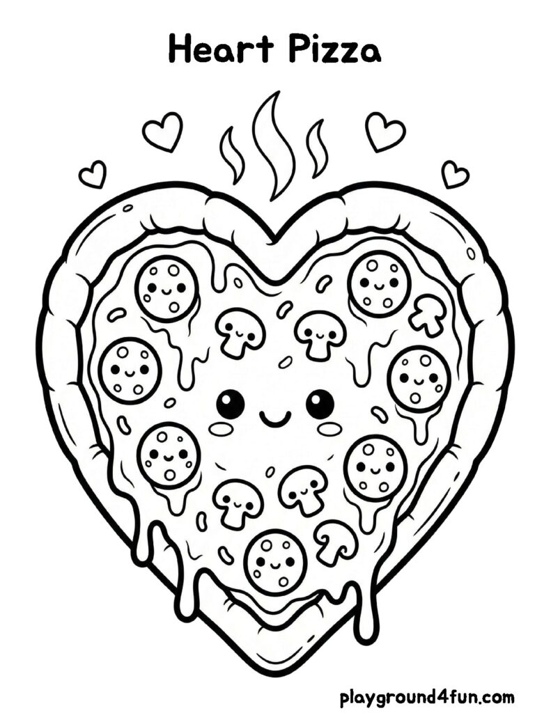Valentine’s Day Coloring Pages like Heart Pizza