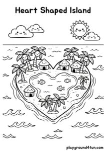 Coloring pages: Heart Shaped Island pdf