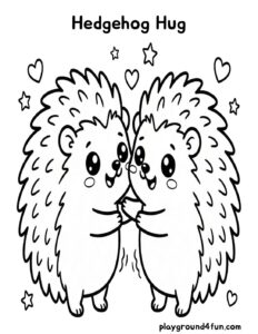 Coloring pages: Hedgehog Hug pdf