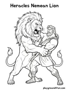 Coloring pages: Heracles Nemean Lion pdf