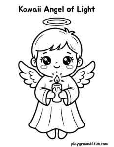 Coloring pages: Kawaii Angel of Light pdf