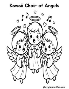 Coloring pages: Kawaii Choir of Angels pdf